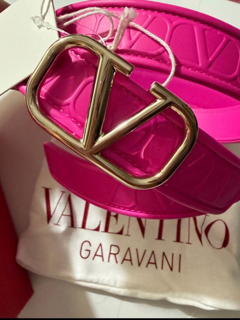 Valentino Pink VLogo Leather Belt NWT and box - Picture 7 of 9